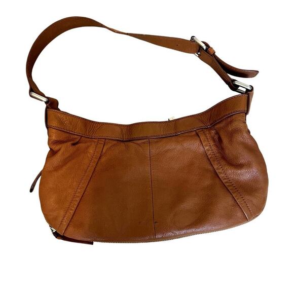 Kenneth Cole New York Cognac Leather Shoulder Bag Purse Hobo - Picture 3 of 6